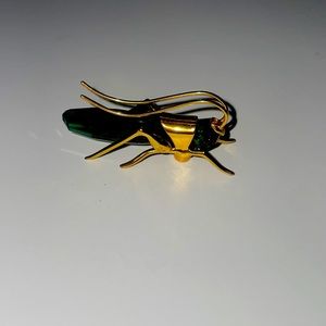 Signed Swarovski Aptera Paradise Collection Emerald 925 Silver Grasshopper